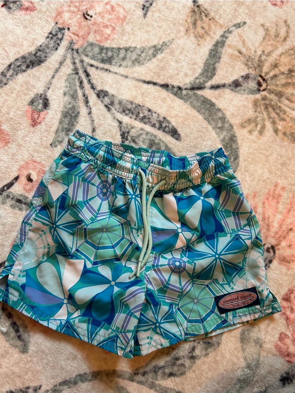Vineyard Vines Blue & Aqua Geometric Board Shorts Swim Shorts